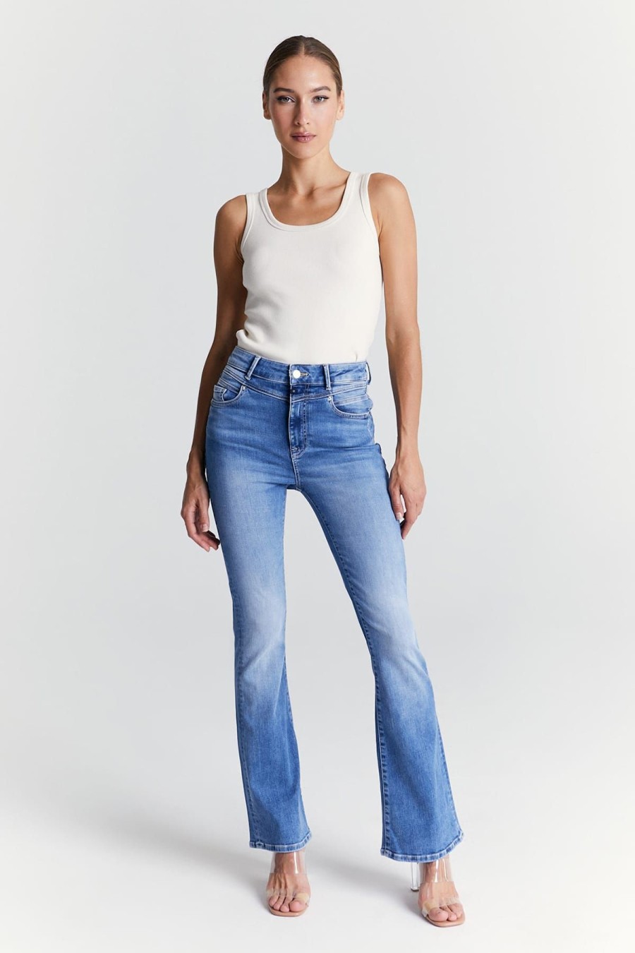 C.O.J - Cup of Joe Denim Jeans | Ultra High Waist Flare Jeans Matilda - Medium Blue