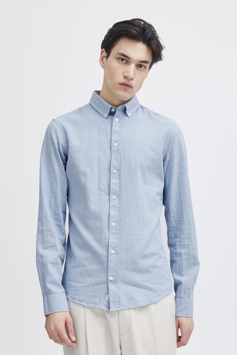 Casual Friday Hemden | Hemd Cfanton Ls Bd Fil A Fil Shirt Chambray Blue Blau