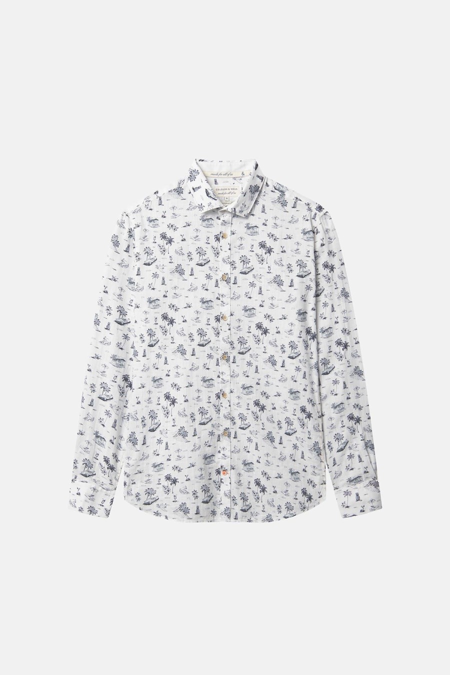 Colours&Sons Hemden | Hemd Shirt-Beach Print Weiss