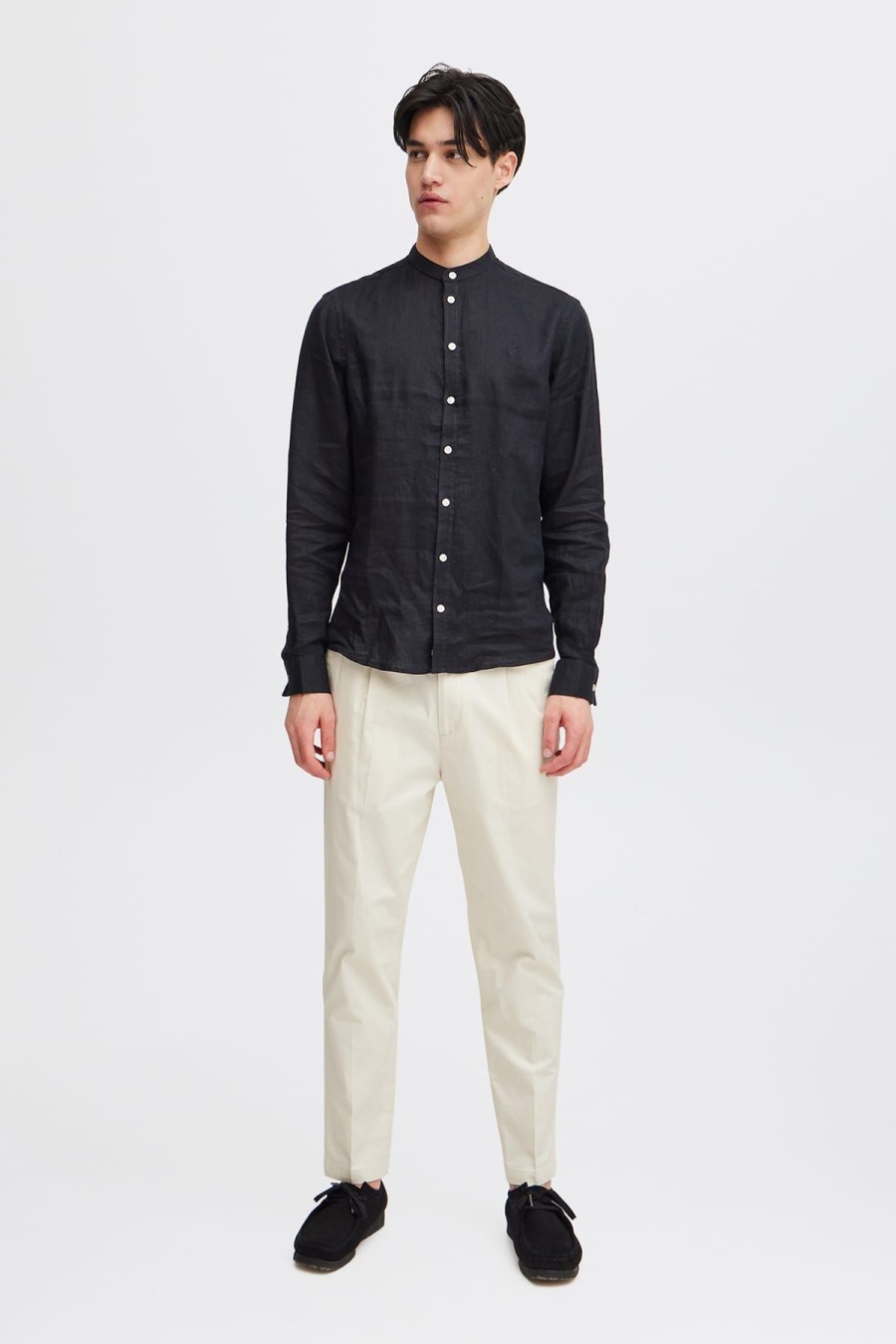 Casual Friday Hemden | Hemd Anton Ls Cc Linen Shirt Black Beauty Schwarz