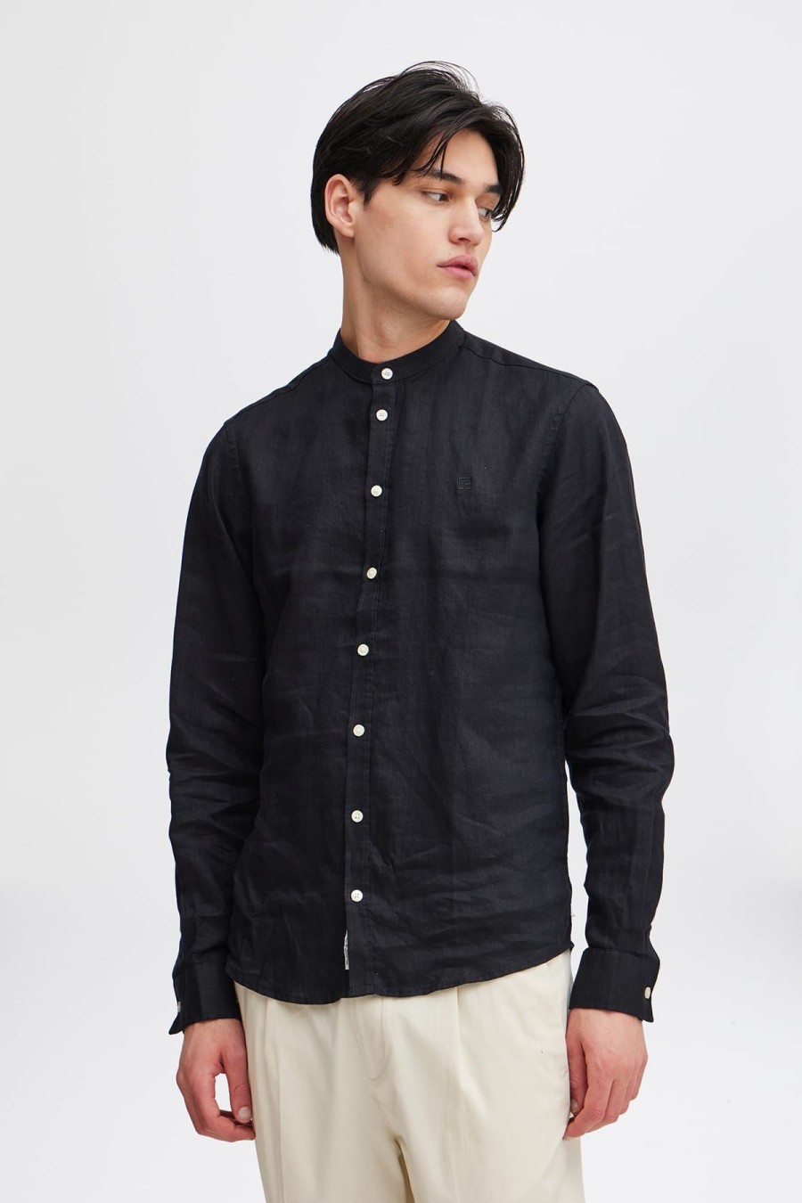 Casual Friday Hemden | Hemd Anton Ls Cc Linen Shirt Black Beauty Schwarz