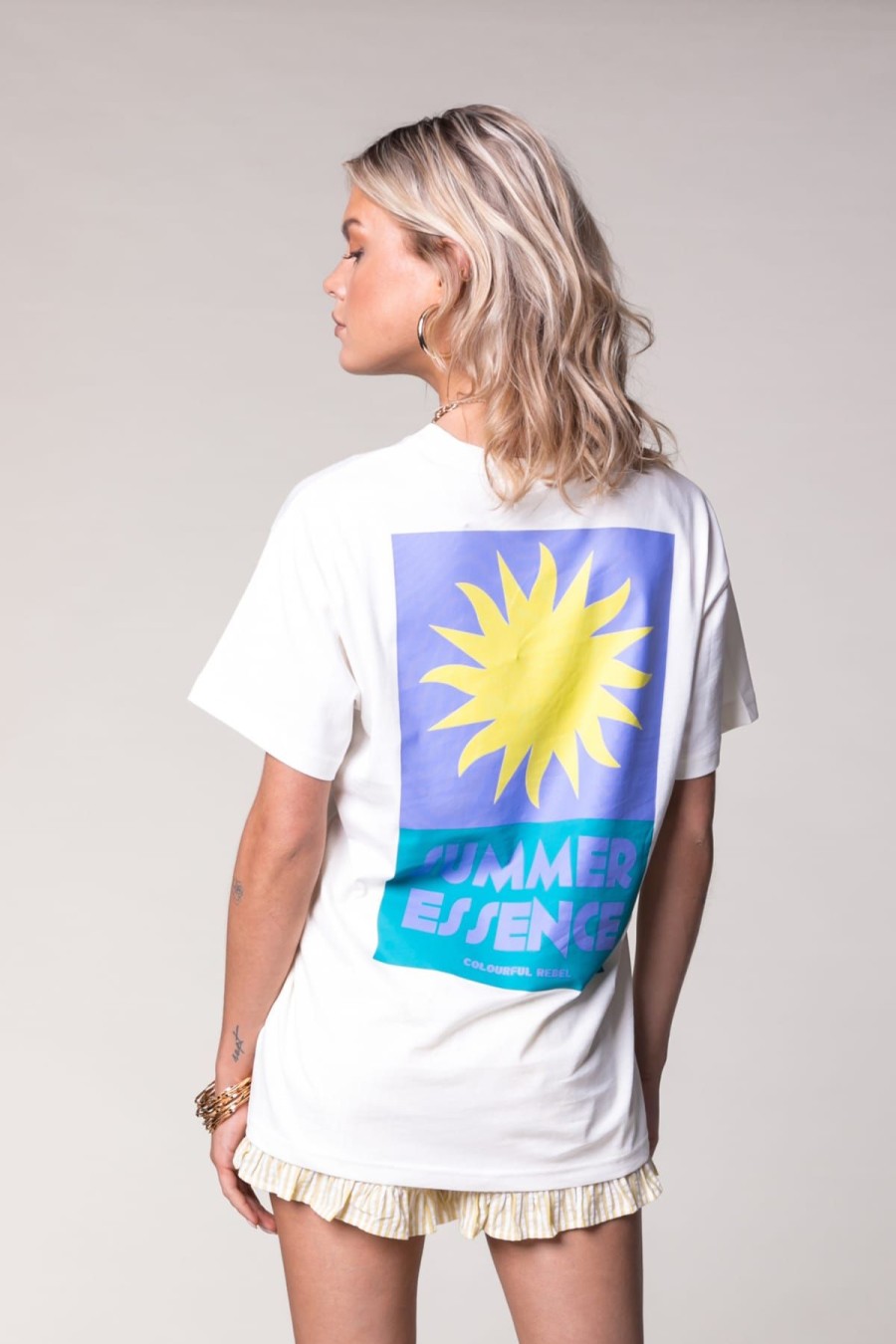 Colourful Rebel Tops & T-Shirts | T-Shirt Summer Essence Boxy Tee Standard White Weiss