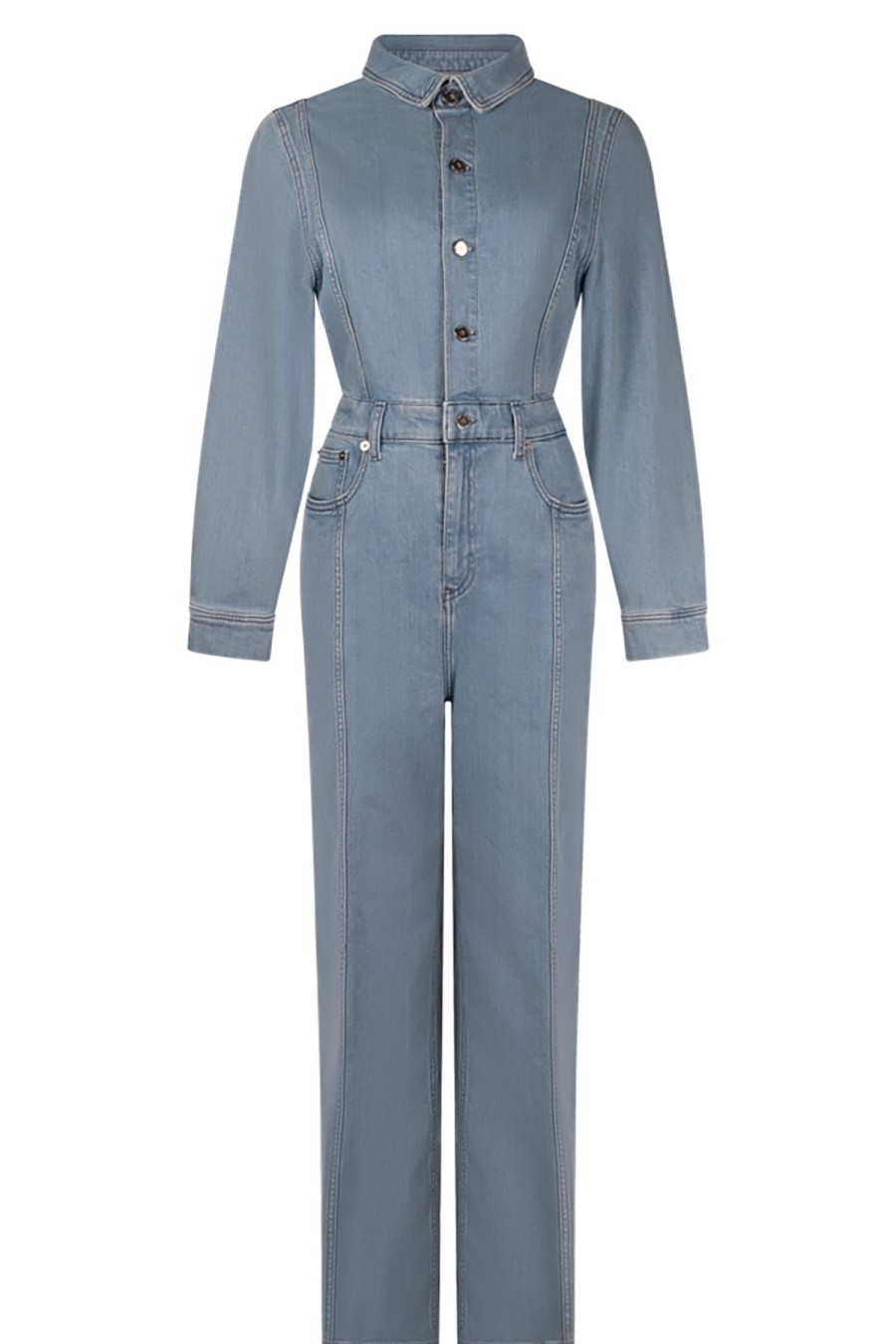 Another Label Kleider & Jumpsuits | Jumpsuit Lauren Denim Jumpsuit L/S Stone Denim Blue Blau