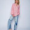 Emily van den Bergh Hemden & Blusen | Shirtbluse Mit Smok Part Am Armel Geometric Pink