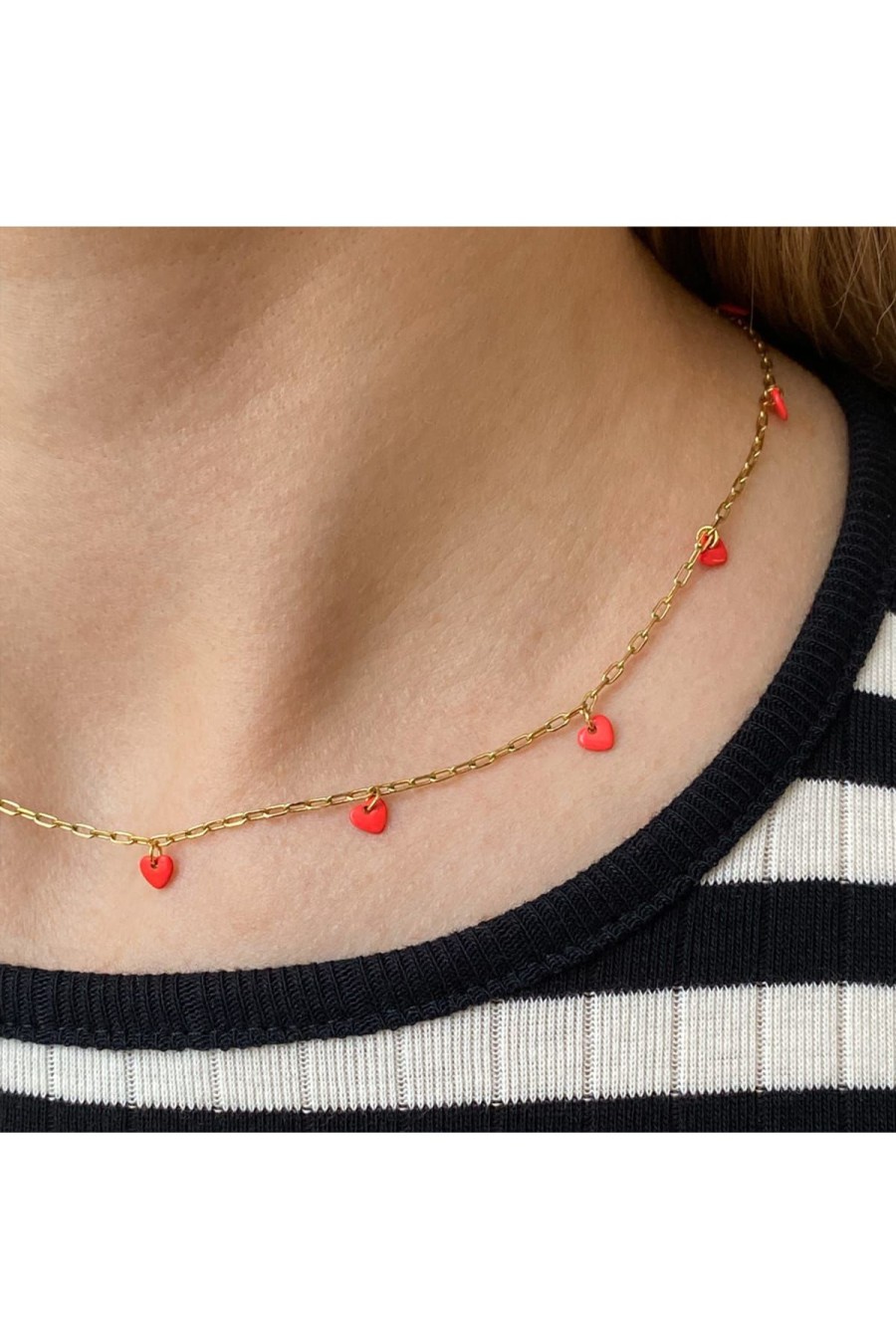 LULU Copenhagen Schmuck & Uhren | Kette Love U Necklace - Gold Plated Lipstick Red