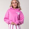 Colourful Rebel Sweatshirts & Hoodies | Hoodie Logo Cropped Raw Edge Hoodie Medium Pink Rosa