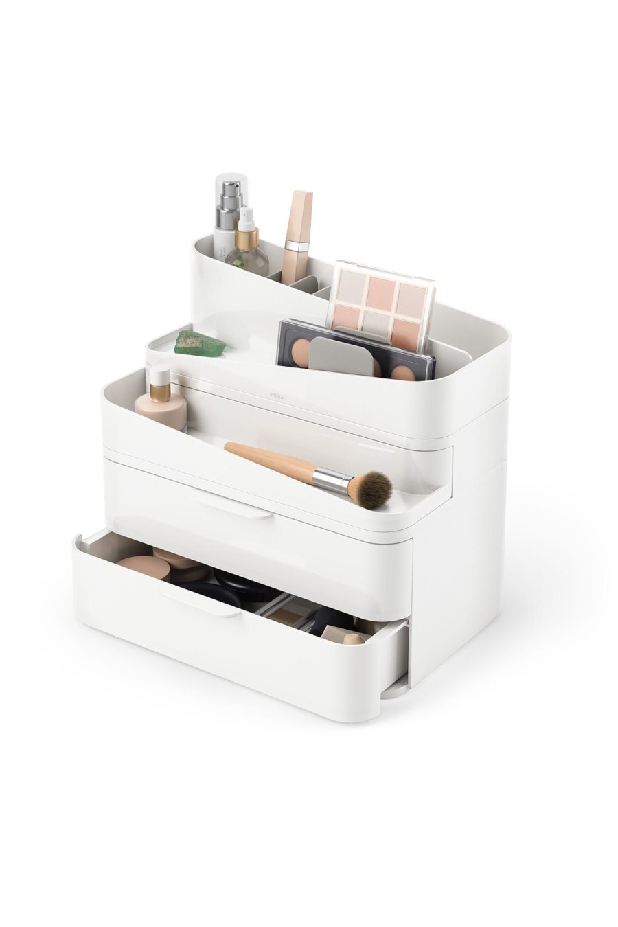 Umbra Wohnaccessoires | Aufbewahrungsbox "Glam Large" - Kosmetik Organizer, Modulare Aufbewahrungsbox Mit 3 Schubladen Und Entnehmbaren Trennwanden Weiss