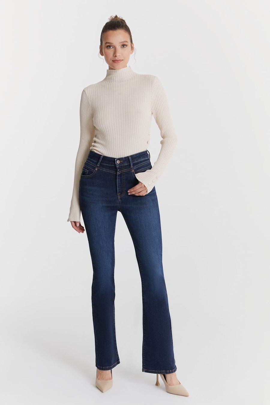 C.O.J - Cup of Joe Denim Jeans | Ultra High Waist Flare Jeans Matilda - Deep Blue