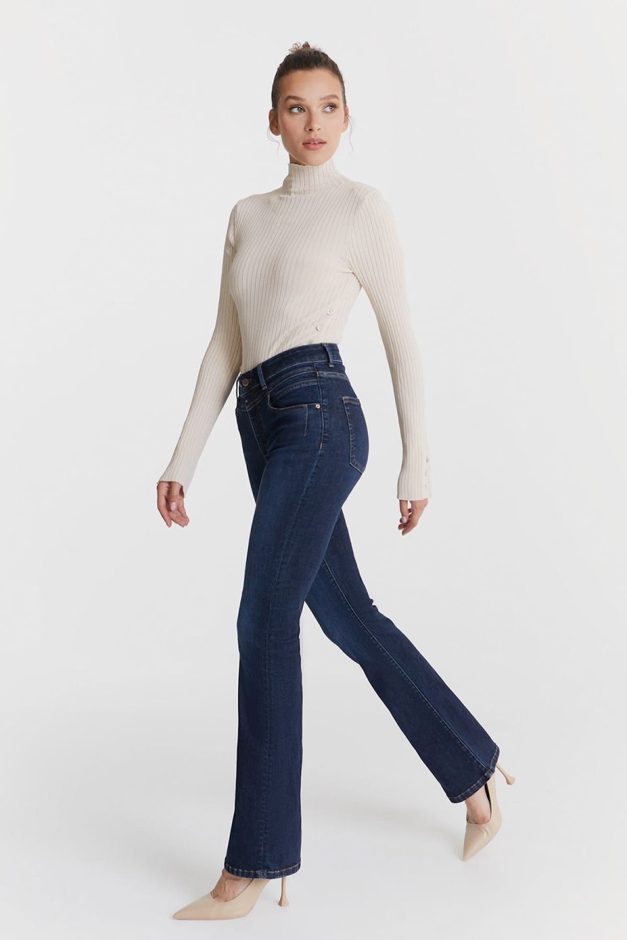 C.O.J - Cup of Joe Denim Jeans | Ultra High Waist Flare Jeans Matilda - Deep Blue