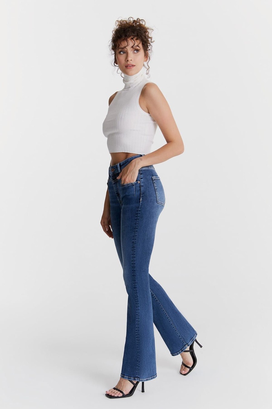 C.O.J - Cup of Joe Denim Jeans | Ultra High Waist Flare Jeans Matilda - Sapphire Blue