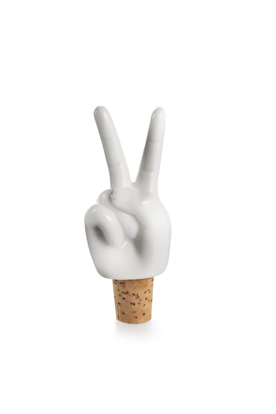 DonWholesale Wohnaccessoires | Weinstopper Peace Hands Flaschenkorken Weis