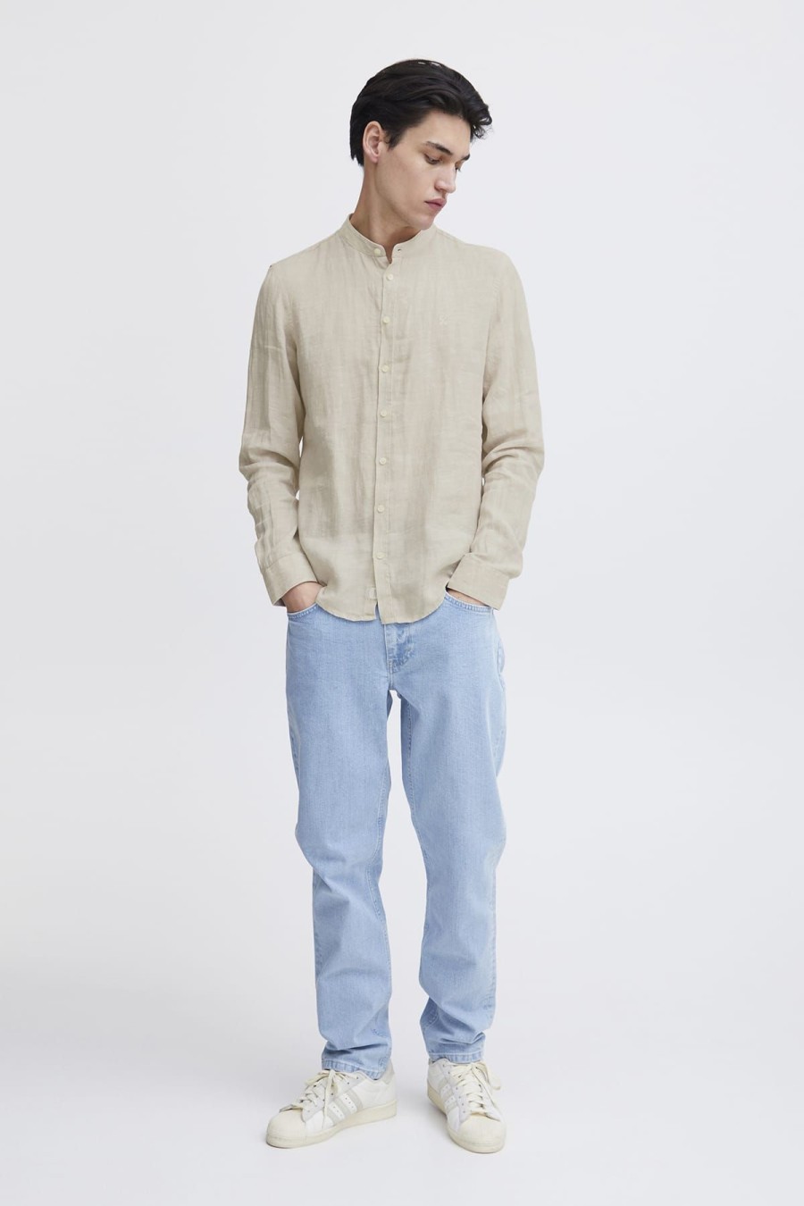 Casual Friday Hemden | Hemd Anton Ls Cc Linen Shirt Chateau Gray Beige