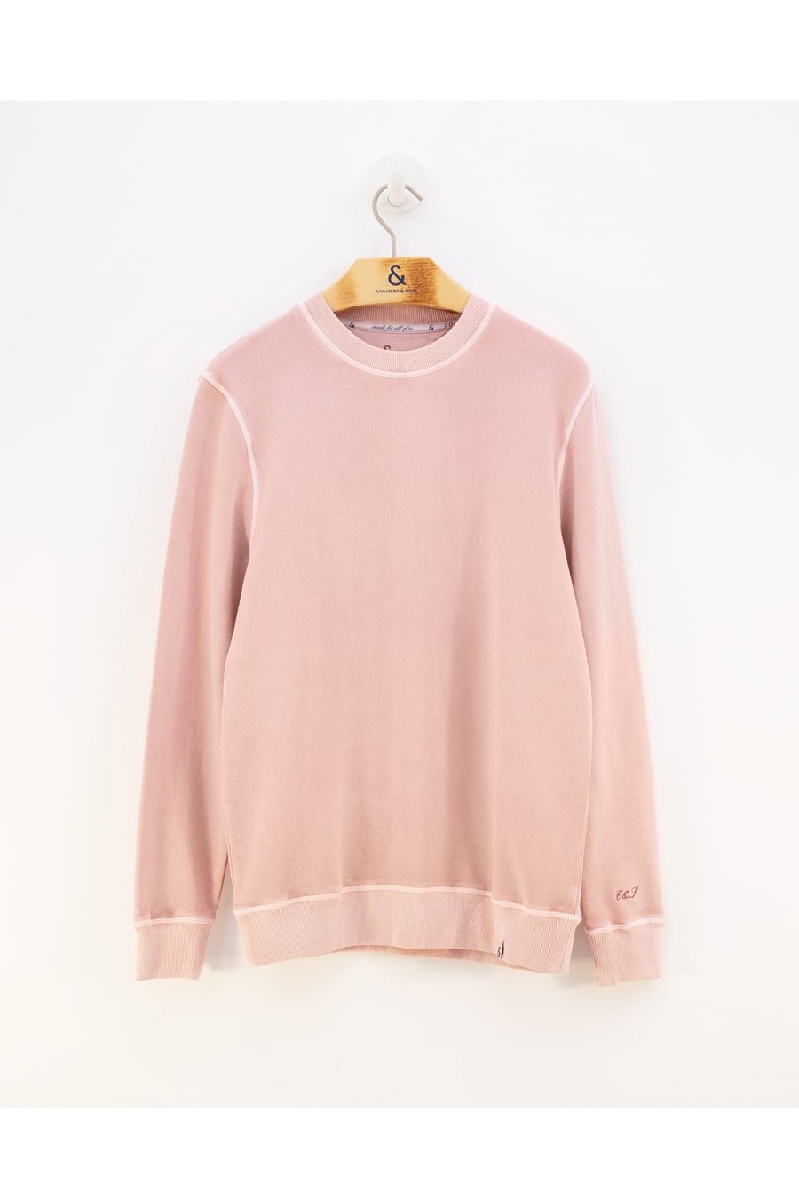 Colours&Sons Sweatshirts & Pullover | Sweatshirt Crewneck-Garment Dyed Powder Rosa