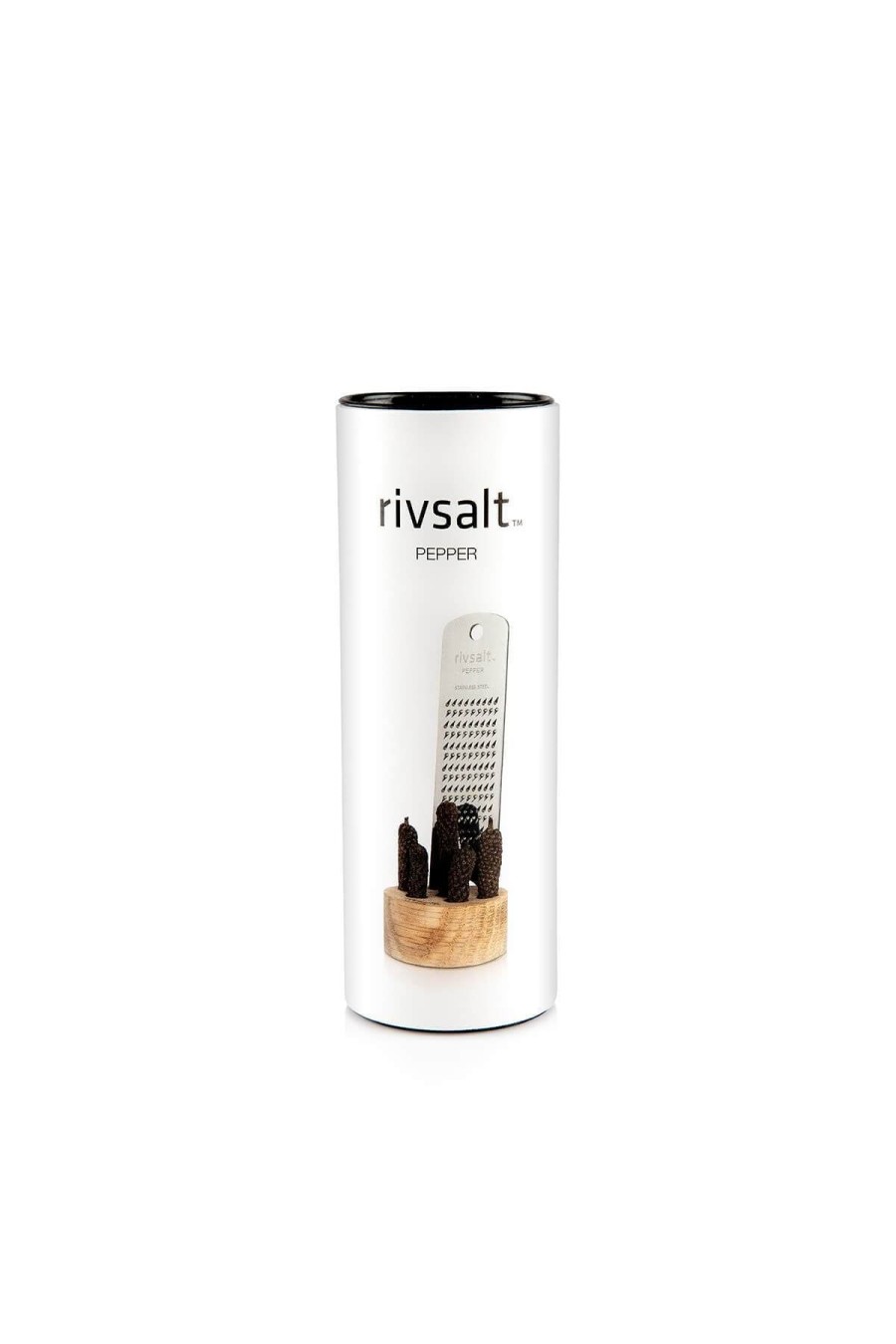 RIVSALT Food | Rivsalt Pepper - Edelstahl-Reibe/Holzstand Incl. Pfefferstangen