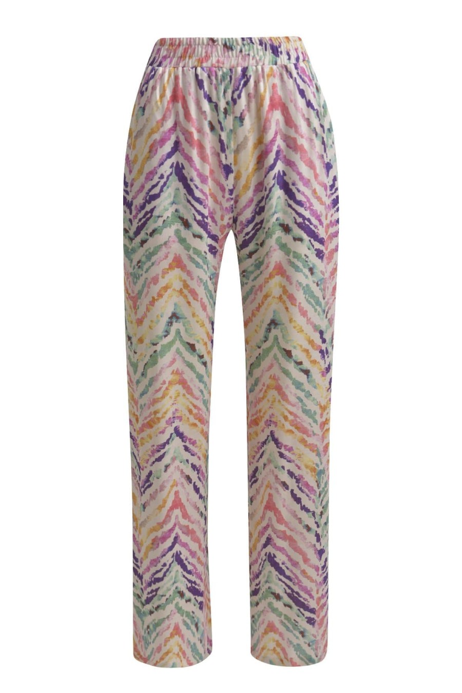 Milano Hosen | Hose Mit Weitem Bein Und Elastischem Bund Colorful Print Multicolor