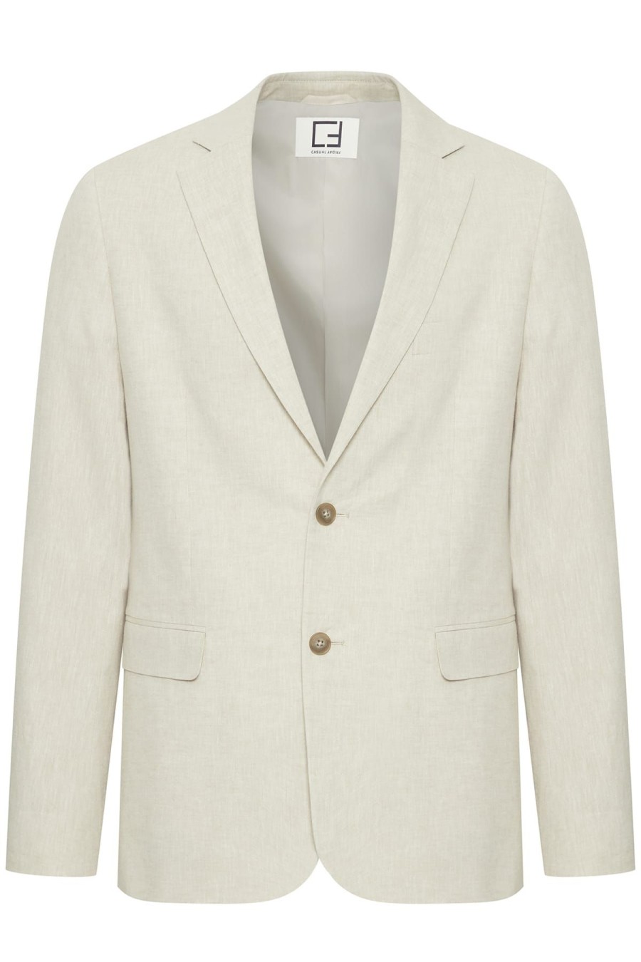 Casual Friday Jacken & Mantel | Blazer Cfbille 0144 Linen Mix Blazer Chateau Gray Melange Beige