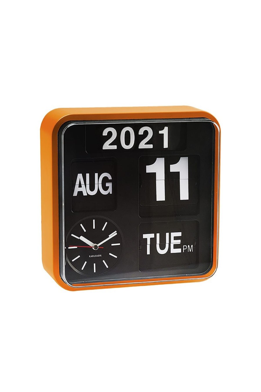 Karlsson Wohnaccessoires | Wanduhr Wall Clock Mini Flip Orange Casing, Black Dial Orange